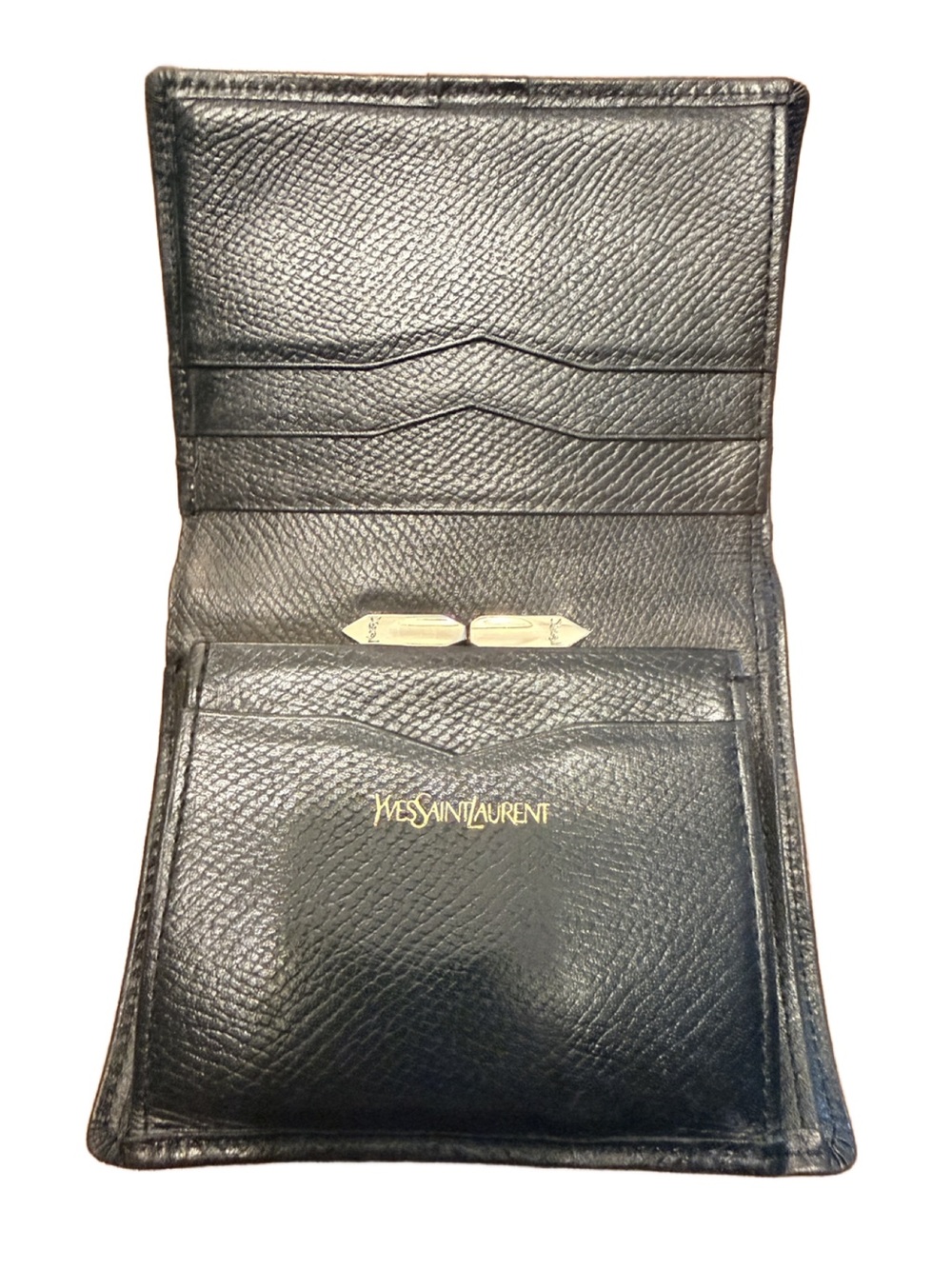 Yves Saint Laurent YSL Black Studded Leather Bifold Wallet w Kisslock - Picture 3 of 13